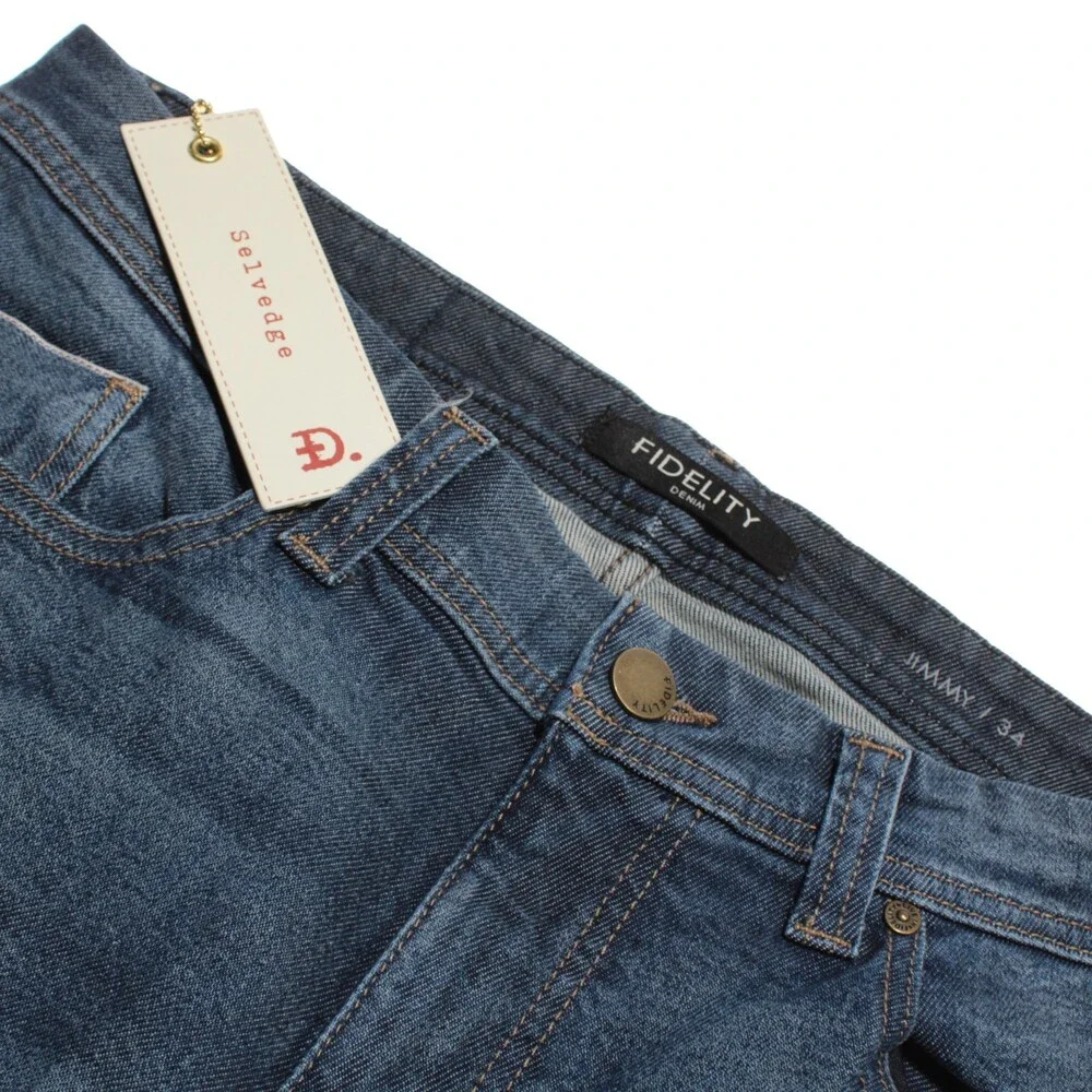 Fidelity NWT Jimmy Slim Straight 5 Pocket Jeans Size 34 US in Blue Cotton Blend